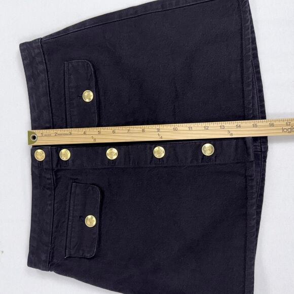 J Crew Women's Button Front Denim Skirt Size 8 Black High Rise Preppy - Picture 11 of 13